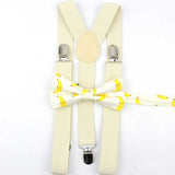 Lovely Cartoon Parent-Child Soild Suspenders Bowtie Set Men Kids Y-Back Brace Butterfly Belt BowTie Adjustable Accessory Unique