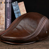 MENS LEATHER FLAT CAP