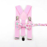 Lovely Cartoon Parent-Child Soild Suspenders Bowtie Set Men Kids Y-Back Brace Butterfly Belt BowTie Adjustable Accessory Unique