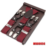 Man's Suspenders Leather Casual Straps Y-Back Shape Men's Trousers Suspensorio Elastic Clips-On Ceinture Suspendue 3.5*120cm