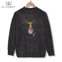 HellenWoody A&W Men's Knitted Pullovers Couples Christmas Reindeer Animal Printing Man's Warmth Wool-Blend Casual O-Neck Sweater