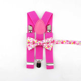 Lovely Cartoon Parent-Child Soild Suspenders Bowtie Set Men Kids Y-Back Brace Butterfly Belt BowTie Adjustable Accessory Unique