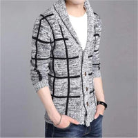 Mens Shawl Collar Gray Cardigan