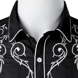 Stylish Western Cowboy Shirt Men Brand Design Embroidery Slim Fit Casual Long Sleeve Shirts Mens Wedding Party Shirt for Male