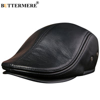 MENS LEATHER FLAT CAP