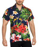 CLUB CUBANA Men's Regular Fit Classic Short Sleeve Casual Floral Hawaiian Shirt