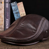 MENS LEATHER FLAT CAP