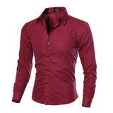 Long Sleeve Men's Cotton Solid Button-Down Shirt