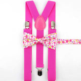 Lovely Cartoon Parent-Child Soild Suspenders Bowtie Set Men Kids Y-Back Brace Butterfly Belt BowTie Adjustable Accessory Unique