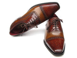 Paul Parkman Men's Captoe Oxfords - Camel / Red Hand-Painted Leather Upper and Leather Sole