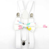 Lovely Cartoon Parent-Child Soild Suspenders Bowtie Set Men Kids Y-Back Brace Butterfly Belt BowTie Adjustable Accessory Unique