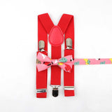 Lovely Cartoon Parent-Child Soild Suspenders Bowtie Set Men Kids Y-Back Brace Butterfly Belt BowTie Adjustable Accessory Unique