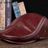 MENS LEATHER FLAT CAP