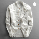 Men&#39;s Cotton Linen Shirts Long Sleeve Men Casual Slim Mandarin Collar Shirts High Quality Summer Beach Shirt plus size 6xl